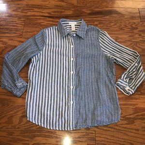 Draper's & Damons Womans XL shirt light denim Long Sleeve Button up Shirt